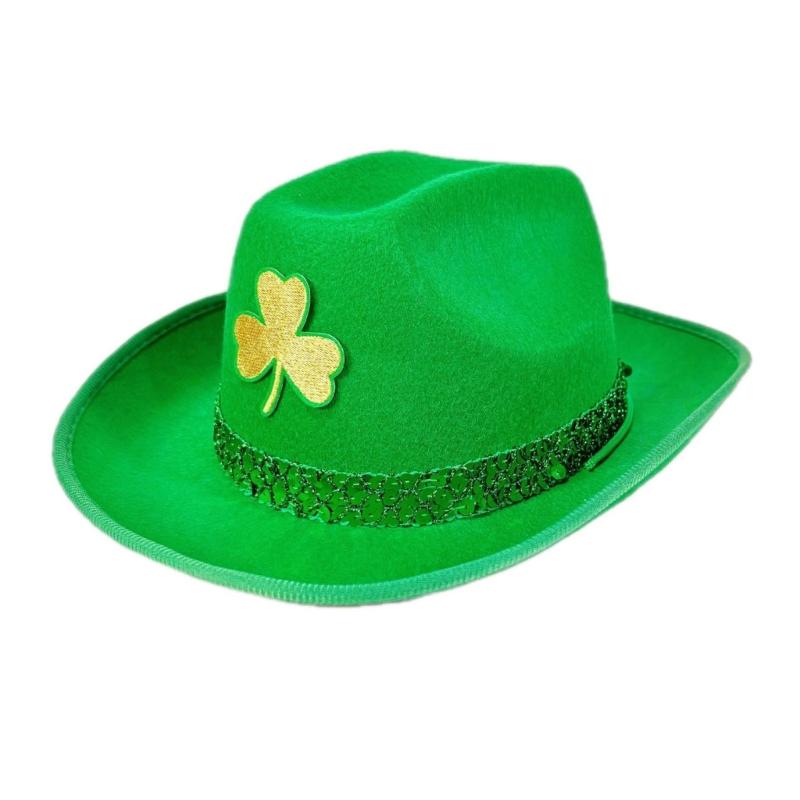 

Stylish Cowboy Hat with Irish Theme Ideal for Themed Event Breathable Fabric Elegant Costume Accessory