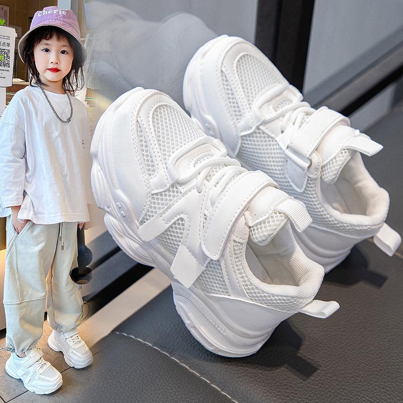 

Детская обувь для мальчиков, белые туфли, весенние новые туфли для папы, корейская версия повседневной дышащей спортивной обуви для девочек, кроссовки для бега 37 белый