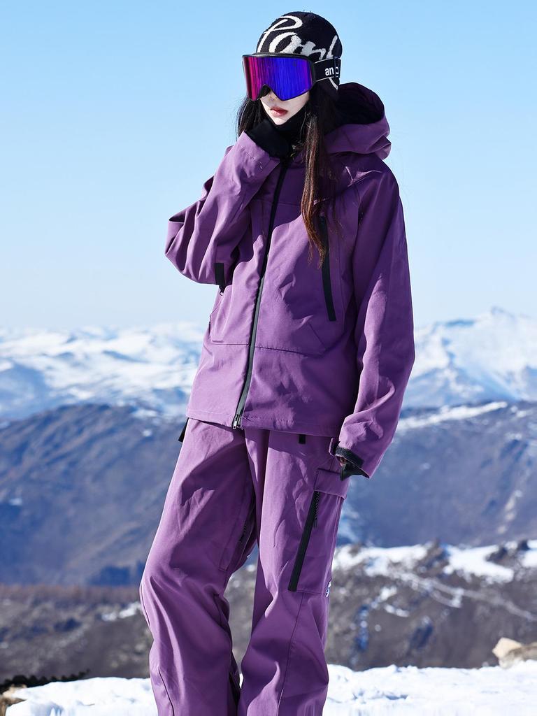 Unisex Purple Waterproof Ski & Snowboard Suit: Warm Winter Two-Piece