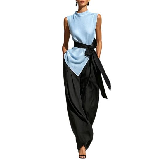 

Women s Suits Two Piece Set Breathable Casual Loose Fit Solid Color Outfits for Home Party Office Vacation Daily Wear S светло-синий