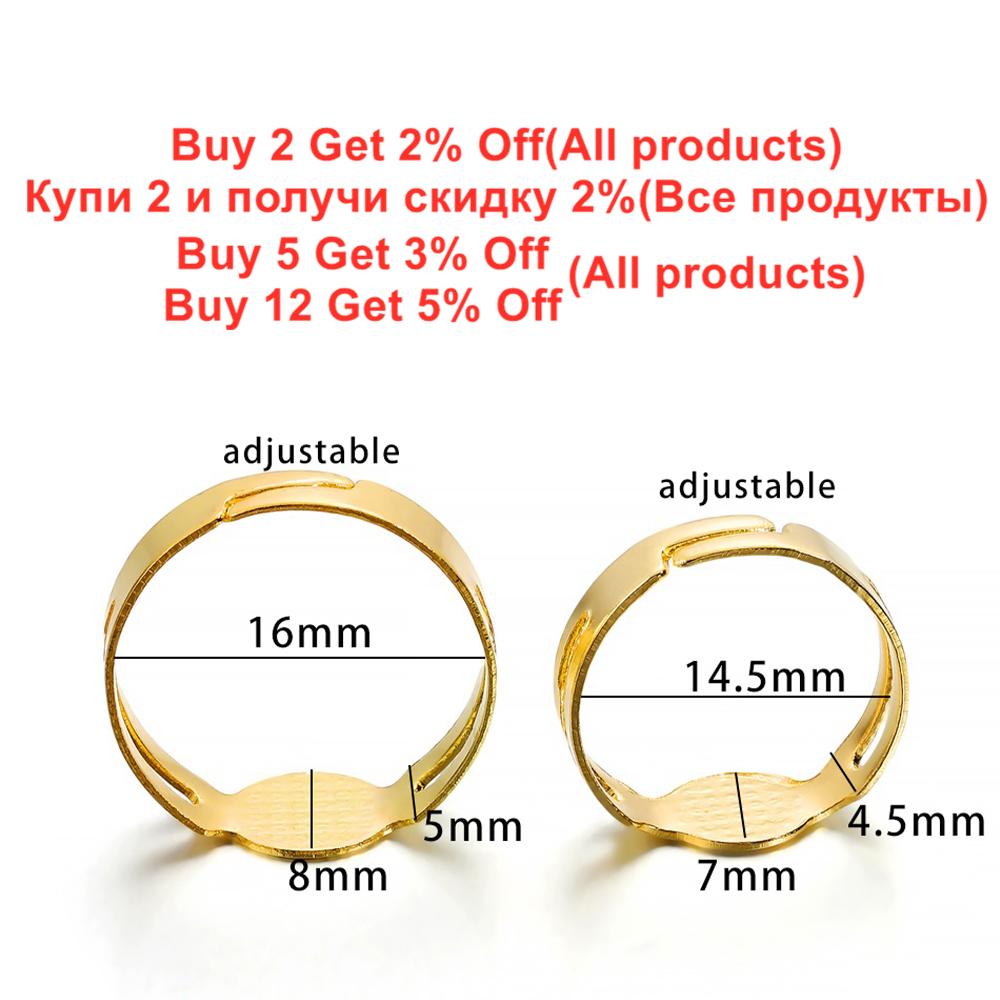 40Pcs/Lot 7/8mm Adjustable Gold Plated Ring Settings Base Blank for DIY Rings Jewelry Findings Making Accessories Supplies