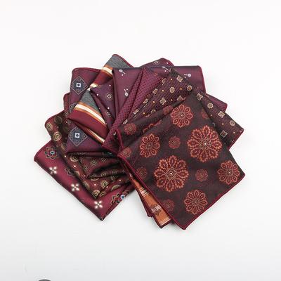 Pocket Towel Men'S Burgundy Wedding Groom Pattern High-End Wedding Handkerchief Chest Towel