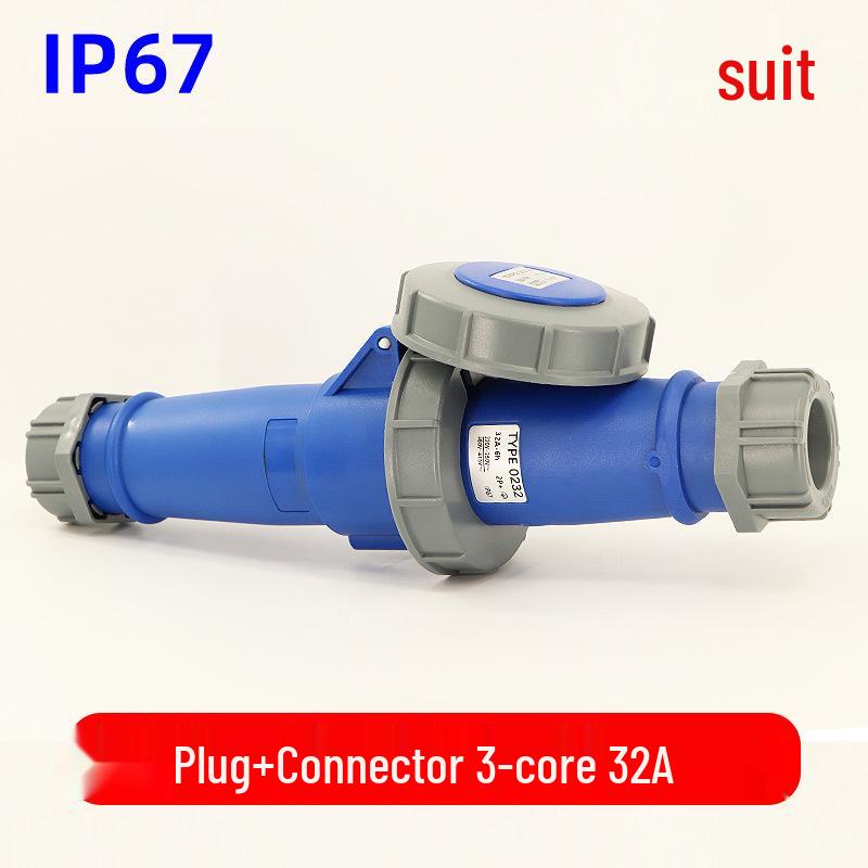 Waterproof 3-core 4-pin 5-hole Male-Female Aviation Plug Socket, Three-Phase Electrical Connector, 16A/32A, IP67.