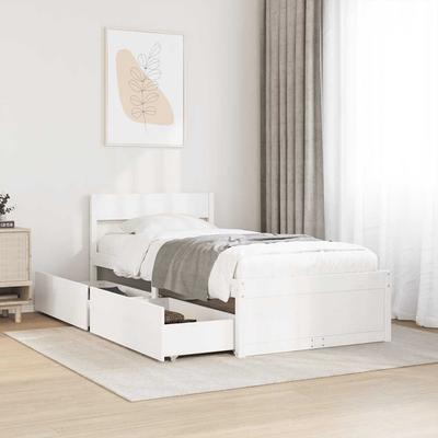 Vidaxl Bed Frame Without Mattress, White, 90X200 Cm, Solid Pine Wood