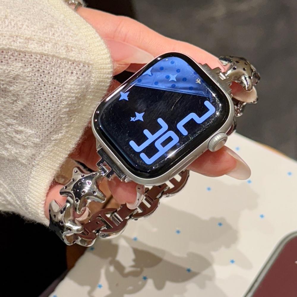 Cute Star Metal Chain Band for Apple Watch Series 1‑11 SE Ultra 38‑49mm Women Wrist Strap