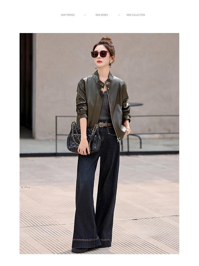 2025 Women's Korean Fashion Genuine Red Ancola Leather Jacket - Autumn/Winter Lambskin Trend