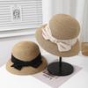 Nouveau chapeau de soleil d'été tissé pliable chapeau de protection solaire à ressort et été avec nœud