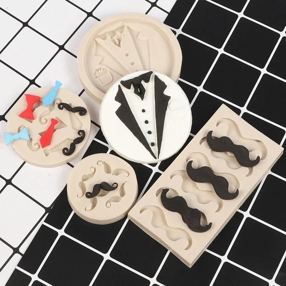 DIY Silicone Cake Mold Men Ladies Party Dress Moustache Fondant Cake Decorating Tools Chocolate Mold Kitchen Baking Molds