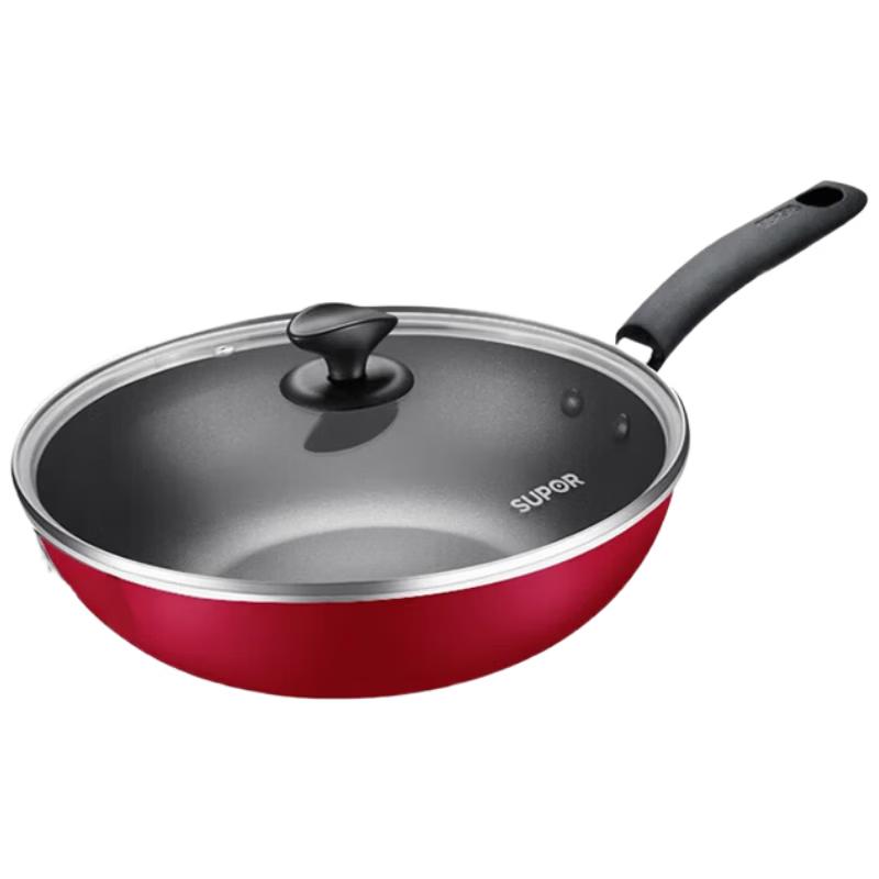 Supor 32cm Non-stick Wok with Lid