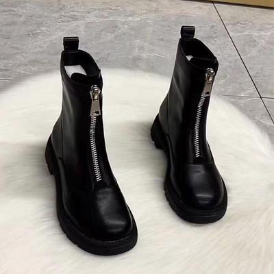 Internet Celebrity Women Skinny Boots Versatile Comfortable Platform Front Zipper Martin Boots Women