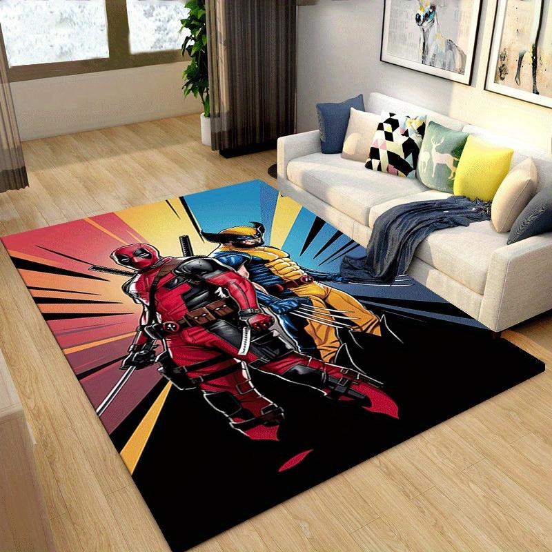 1pc Deadpool and Wolverine Pattern Area Rug Soft Flannel Floor Mat for Living Room,Office,Bedroom and Carpet,Sofa Coffee Table Floor Mat