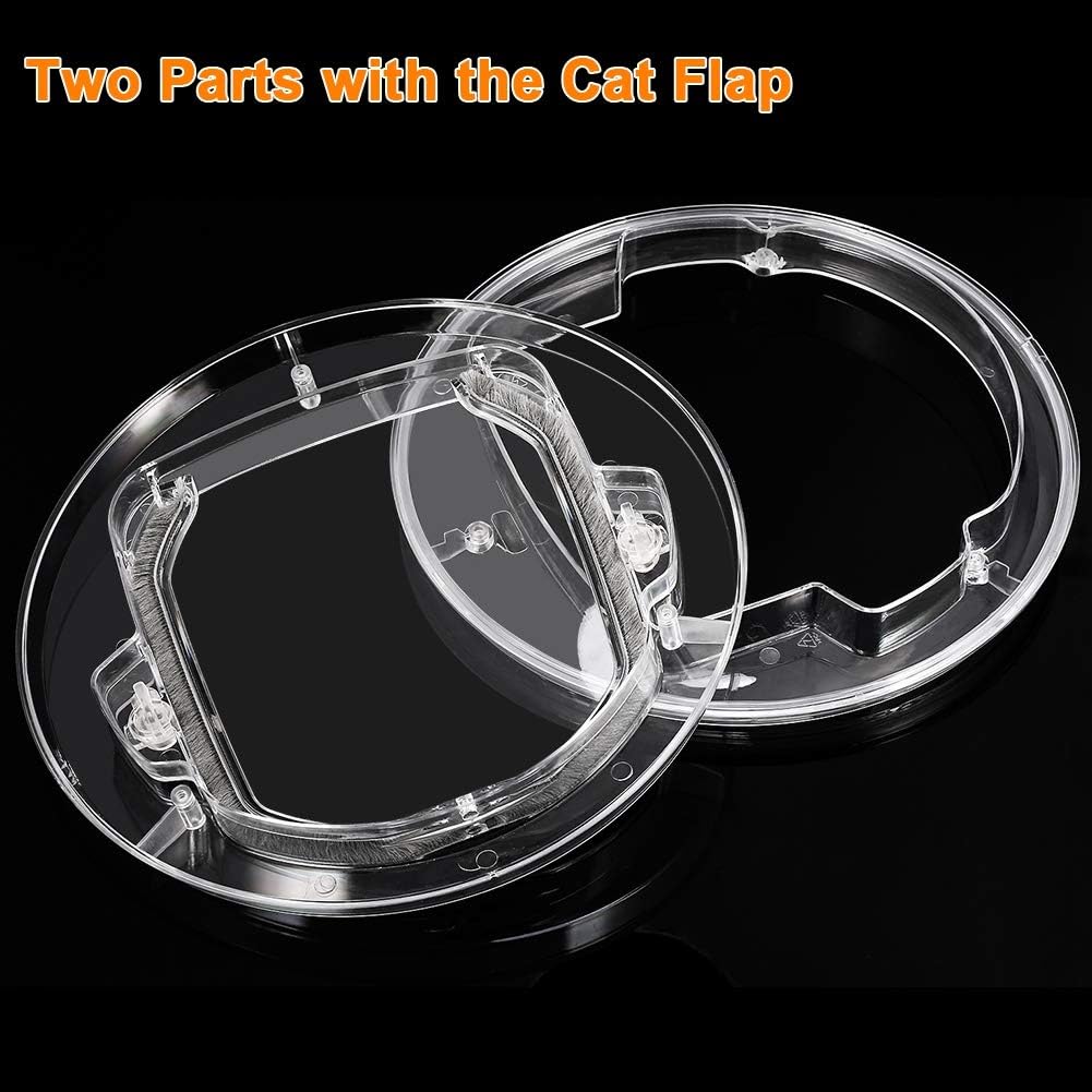 Cat Door for Interior Exterior Doors, 4 Way Locking Pet Door Dog Window Gate 11.8 Inch Round Clear Extra Large Cat Flap Door for Cats Kitten Small