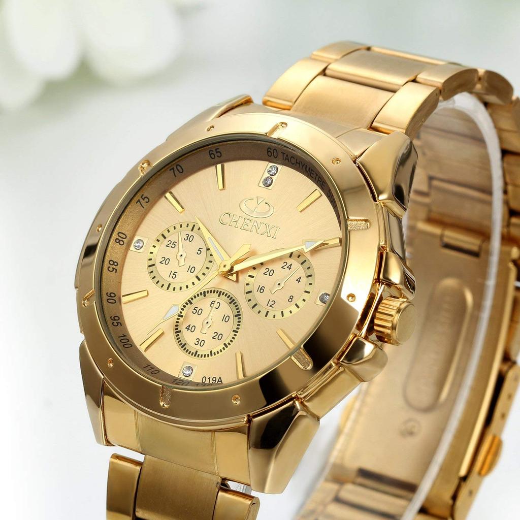 JewelryWe Analog Stainless Made In Japan Quartz Round Business Gold Men's Watch, Waterproof, Steel, Movement, Shape, Formal, Fashion, Men's
