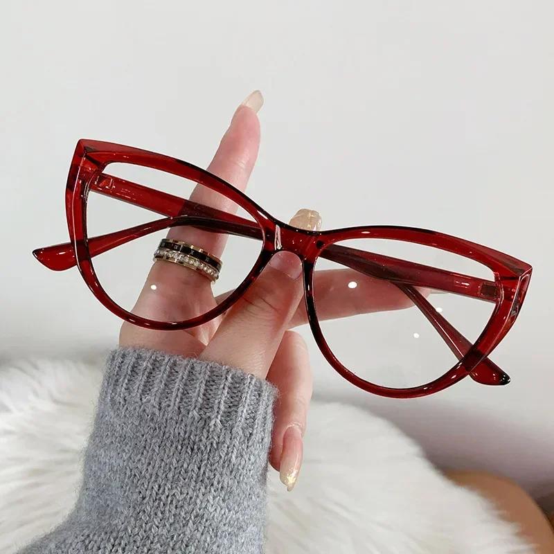 New Cat Eye Women's Fashion Myopia Glasses Retro Anti Blue Light Glasses Ultra Light Unisex Transparenr Computer Eyewear