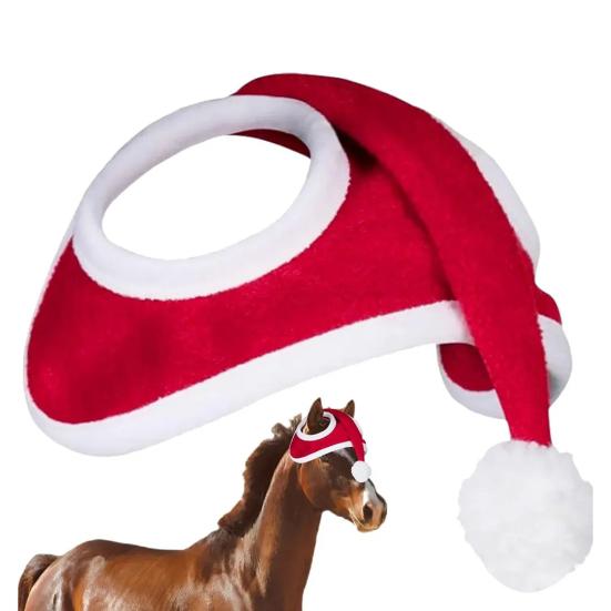Christmas Horse Hat Reindeer Horn Headband Thick Red Velvet Santa Hat Deer Horn Hairband Xmas Horse Decoration Costume Accessories