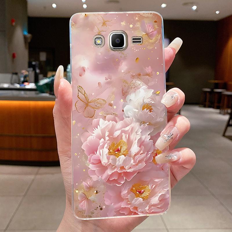 For Samsung Galaxy J2 Prime J2 Ace Grand Prime A5 2015 Case Flower Butterfly Phone Capa Soft Silicon Transparent TPU Jelly Cover