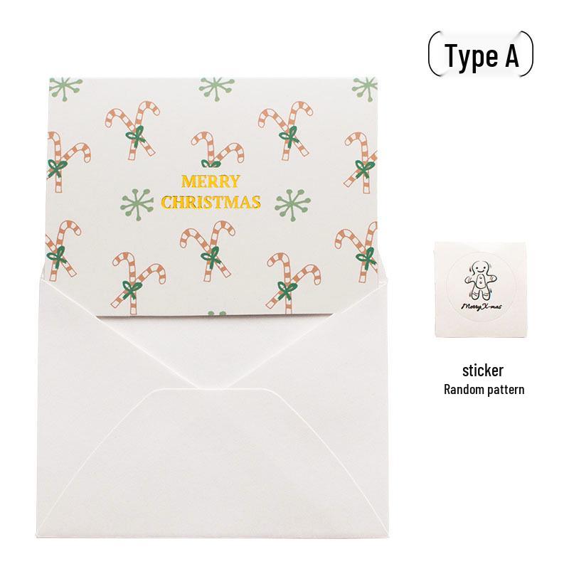 Retro Cartoon Hand-painted Christmas Card - Creative Aesthetic Message & Blessing