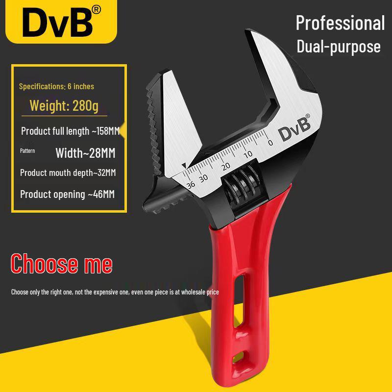 Large Universal Adjustable Wrench with Short Handle for Multifunctional Bathroom and Pipe Installation
