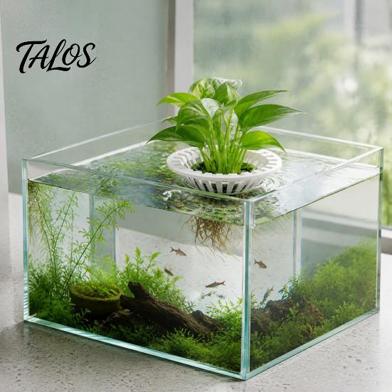 Safe Fish Tank Planting Accessory 3D Printed Floating Aquarium Plant Holder, Water Hydroponic Planter Basket, Aquatic Rooting Box Pot, Aquascape