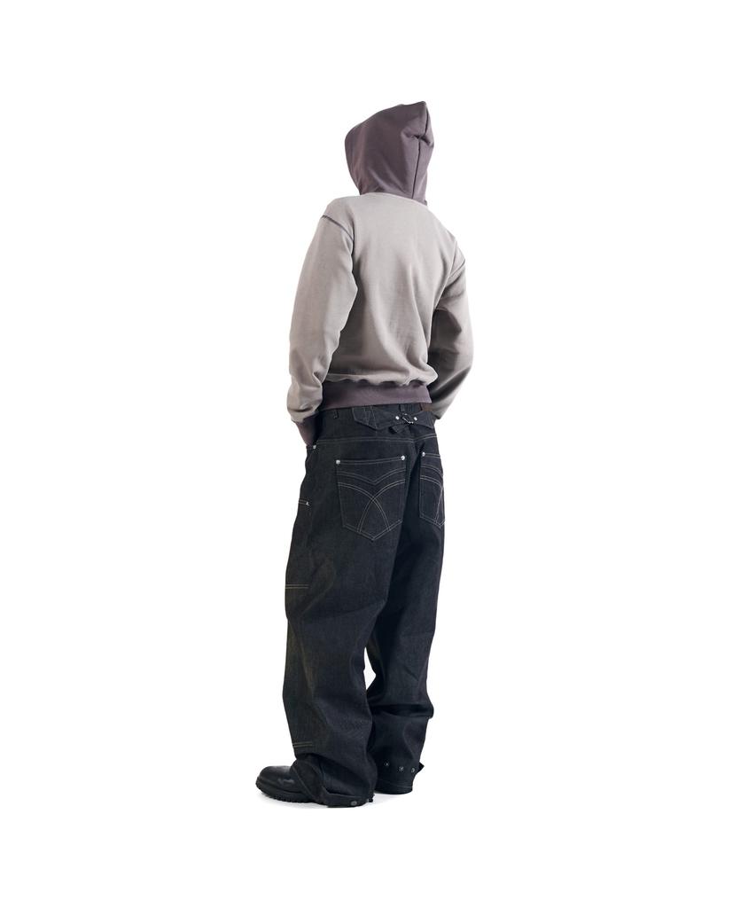 AAKAM Steve Cinch Back Denim Pants (Black)