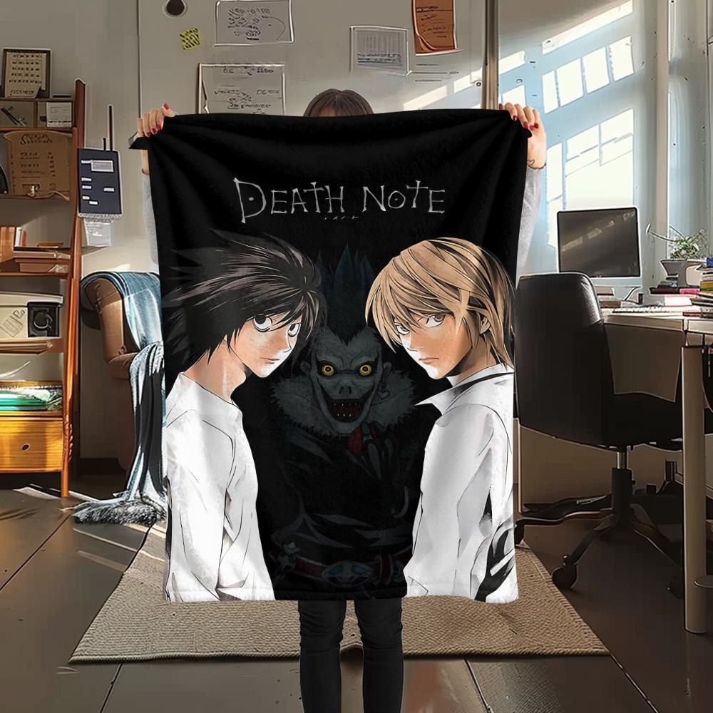 1PC Death Note Print Flannel Blanket, High Quality All Seasons, Home Decor, Warmth and Comfort, Perfect for Christmas Gifts