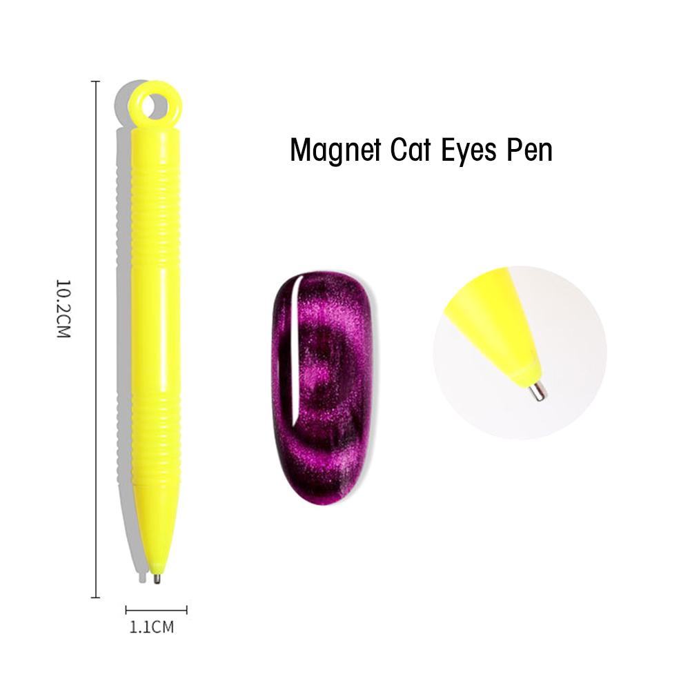 Sada 6ks nástrojů na magnetismus na nehty s dvouhlavými pery na nehty s květinovým designem Strong_Magnet Stick Cats