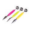 2 In 1 Stainless Steel Kitchen Cut Watermelon Carving Knife Fruit Digging Spoon Ice Cream Platter