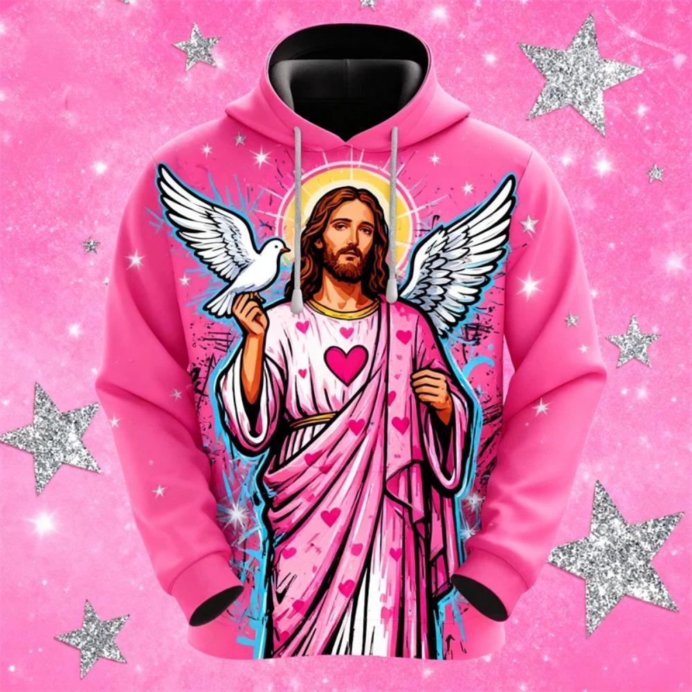 Autumn Fashion Men Women's Hoodies Jesus Graphic Print Pullover Casual Sweatshirt Kids Hoodies Top Clothing