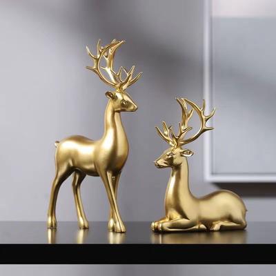 Deer Statue Standing and Sitting Resin Sculpture Reindeer Figurine Ornaments Stag Accents for Home Entrance Mantle Table Decor
