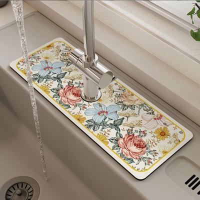 Diatom Mud Faucet Draining Mat Quick Dry Countertop Sink Protector Fantasy Style Non-Slip Home Kitchen Bathroom Drying Mat