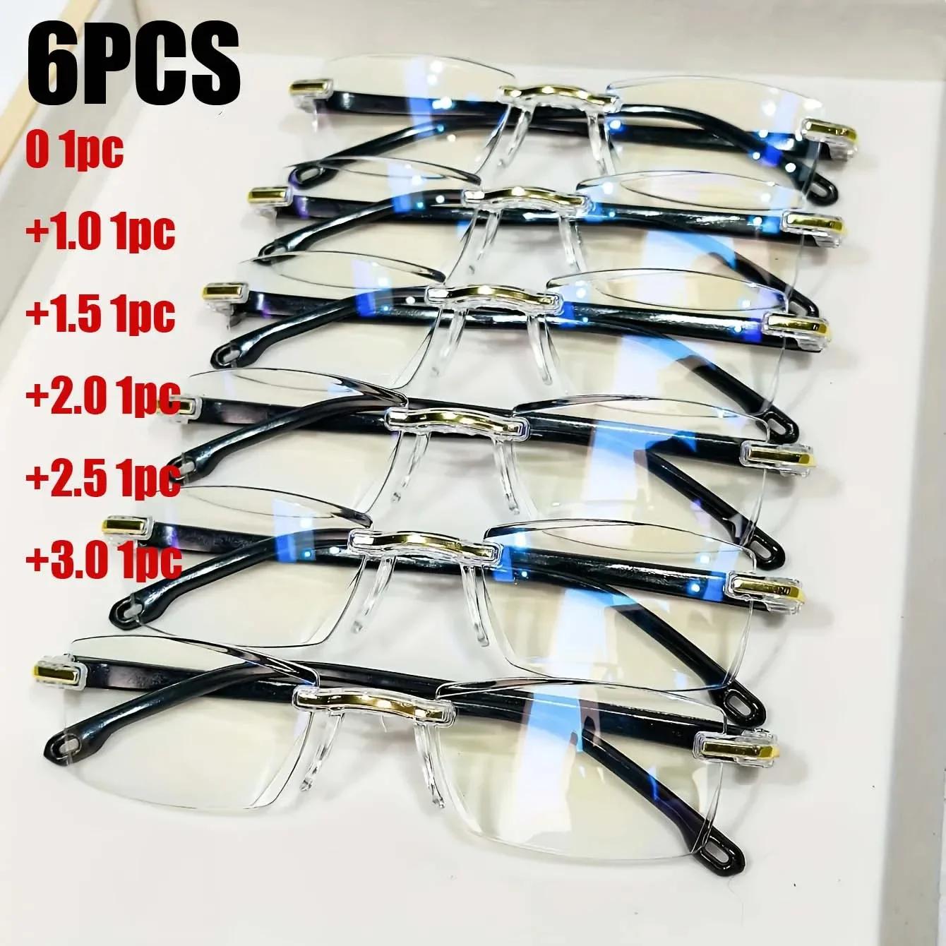 

6Pcs High Hardness Anti-Blue High Quality Reading Glasses Ultra Light Far Sight Goggle To +4.0 Unisex Eye Protection Glasses