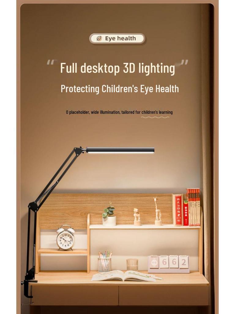 Folding Cantilever Desk Lamp with Clamp, Eye-Protection Design