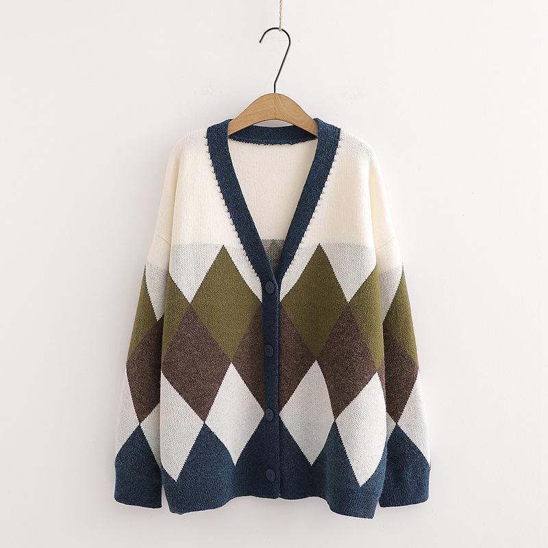 

Женские джемперы Вязаный кардиган с V-образным вырезом на пуговицах Свитера с длинным рукавом Вязаные пуловеры Джемперы 2XL зелёный