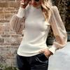 Women's Half Turtleneck Long-sleeved Sequined Patchwork Knitted Top