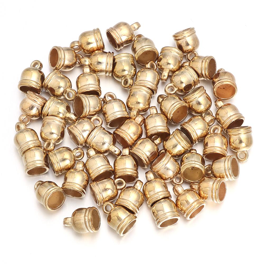 30-100pcs/lot CCB Tassel Caps Beads KC Gold Leather Rope End Tip Cap Beads For DIY Handmade Bracelet Necklace Making Accessories