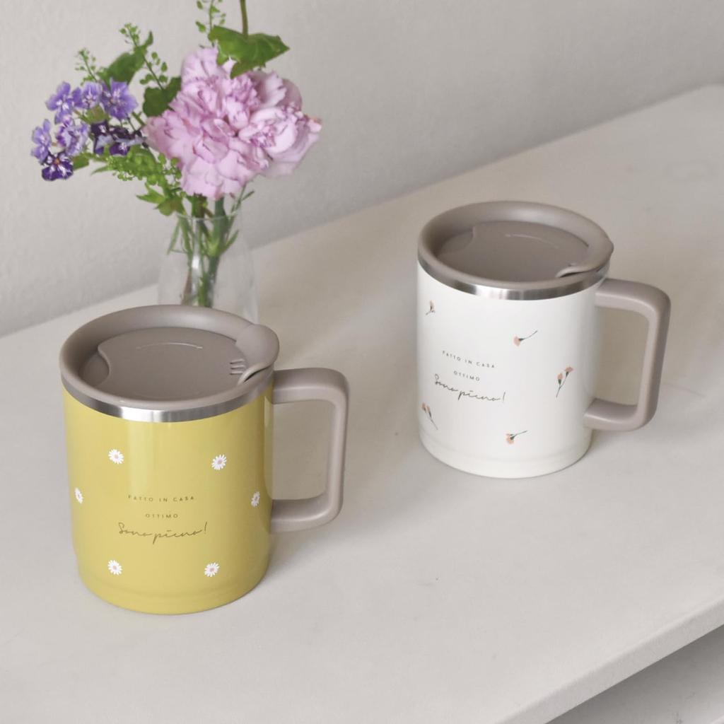 Sabu Pianta Graduated Stainless Steel Thermos Mug, Ivory, Capacity: 400mL, Product Number: 392009