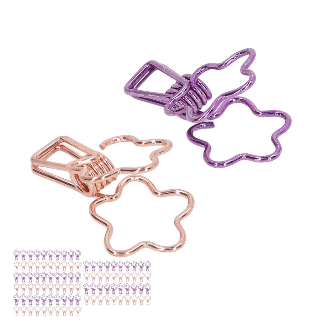 100 Stück Niedliche Büroklammern Cartoon Blumenform Roségold Lila Papierklemmen für Zuhause Schule Büro