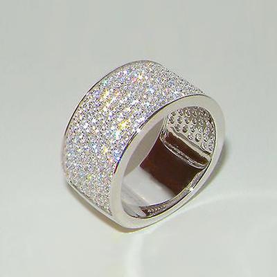 Anello da Uomo Cao Shi con Fascia Larga e Diamanti Completi - Anello Nuziale Moda Lusso Leggero