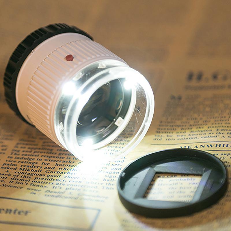 30X Pocket Magnifier With Scale Led Uv Light Illuminated Magnifying Glasses Adjustable Focal Hd Loupe Jewelry Tool Reading
