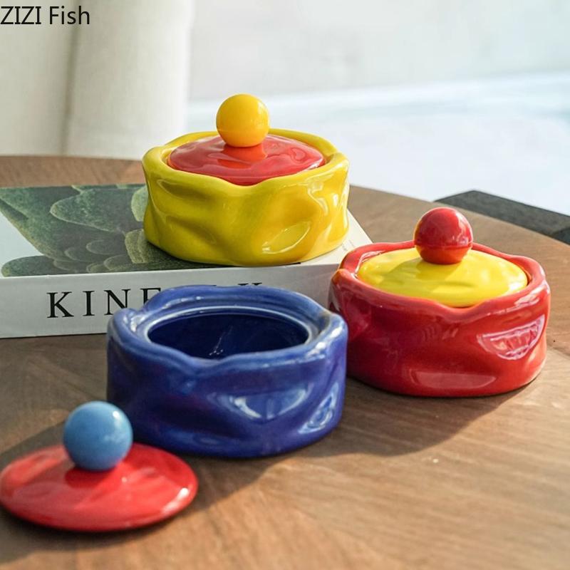 Colorful Irregular Shape Ashtray Ceramic Ash Tray Home Office Table Smoking Accessories for Weed Ashtrays Gift for Boyfriend