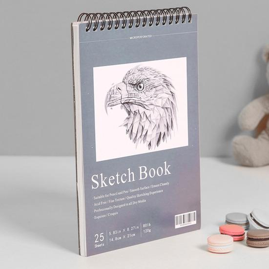 Hardcover Sketch Book Spiral Wire Bound 25 Sheets Acid Free No Bleed Thick Paper Artist Art Student Sketching Drawing Writing Sketchbook Art Supplies