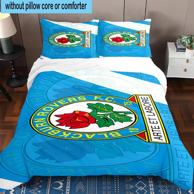 3pcs Blackburn Rovers Crest Football Club Bedding Set Duvet Cover Closure Includes 1 Duvet Cover & 2 Pillowcases Bedding Sets Home Decor Gifts