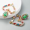 Shiny Crystal Rhinestone Heart Pendant Dangle Earrings for Women Statement Jewelry Accessories