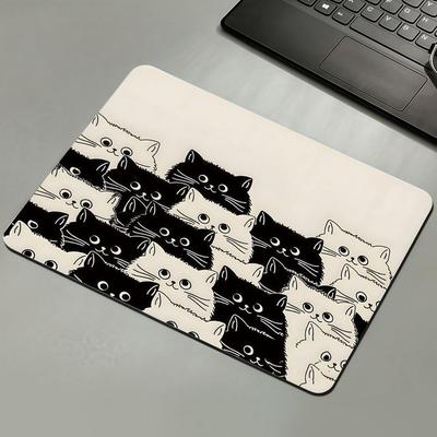 Non-Slip Black Cat Mouse Pad Rubber Waterproof Women's Mouse Pad Portable Scratch-Resistant Kitten Mouse Pad