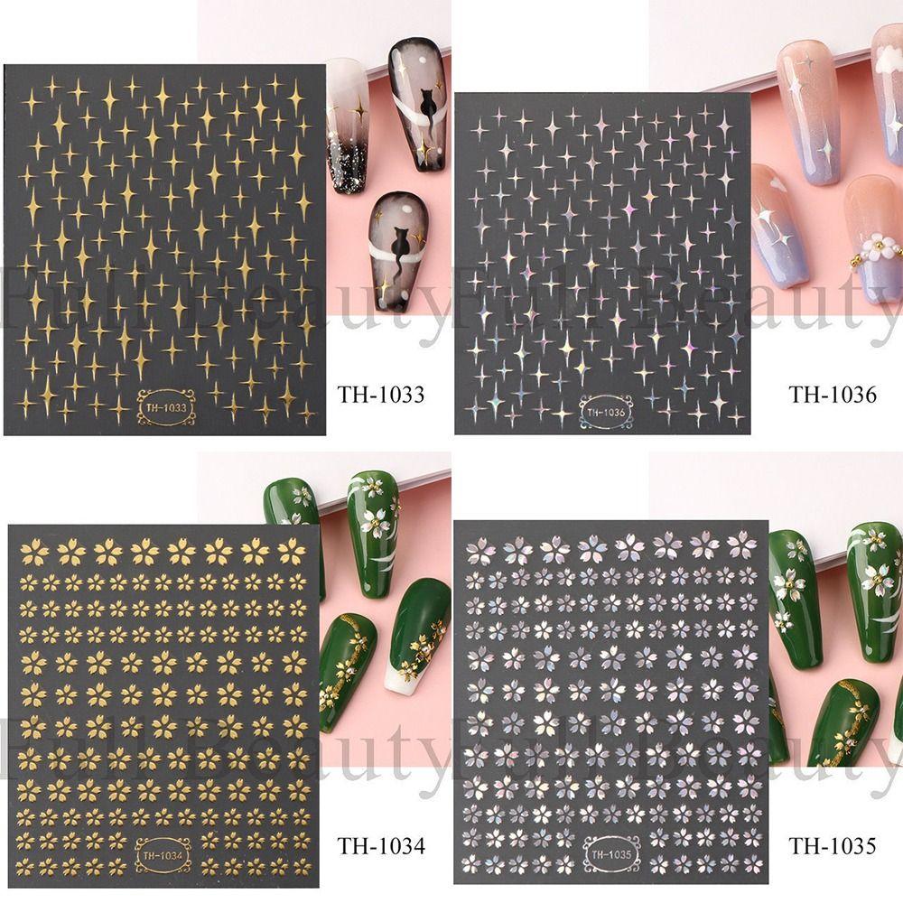 Sakura Flower Nail Art Decal Laser Adhesive Slider DIY Gel Slider  Manicure Decor
