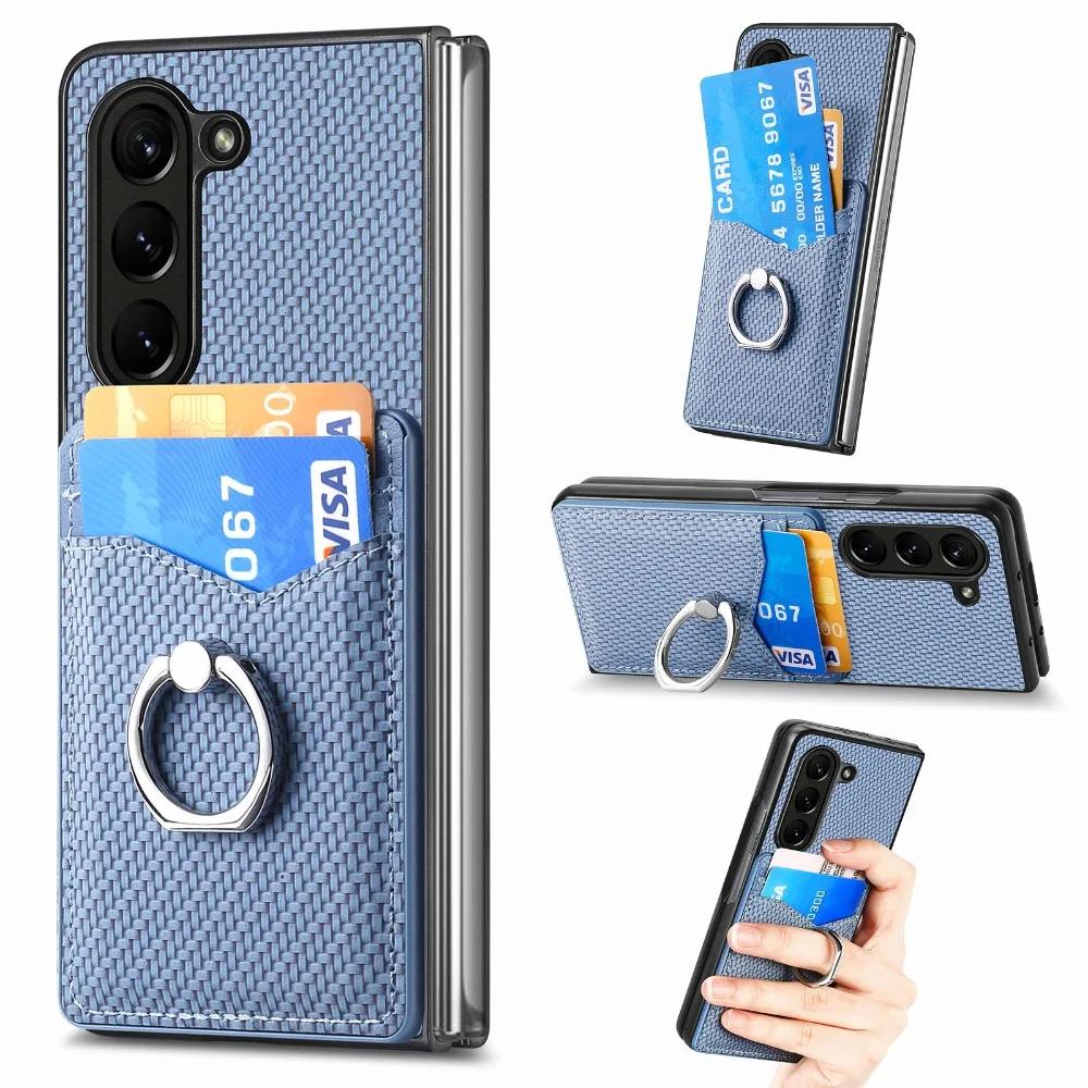 Wallet Phone Case with Credit Card Slot Holder Shockproof Ring Stand PU Leather Cover with Holder for Samsung Galaxy Z Fold 6 5 4 3 2 5G