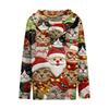Women's Casual Fashion Long-Sleeved Zip-Up Christmas Print Knitted Hoodie