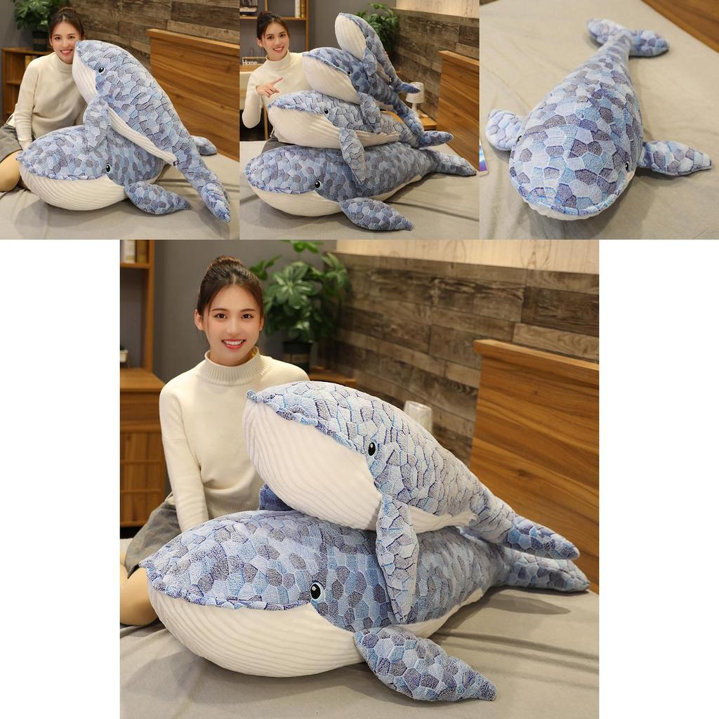 Adorable Cartoon Blue Whale Plush Pillow Soft Stuffed Animal For Kids Birthday Gifts