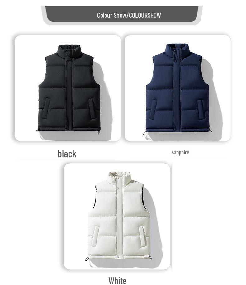 Unisex M-8XL Plus Size Stand Collar Cotton Vest, Winter Thickened Down Gilet.