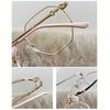2pcs Neutral polygon frame transparent lens large metal frame retro fashion diamond shaped glasses